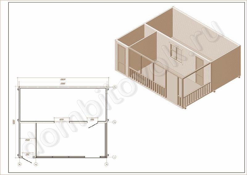 Фото дачного домика с верандой и хозяйственным помещением