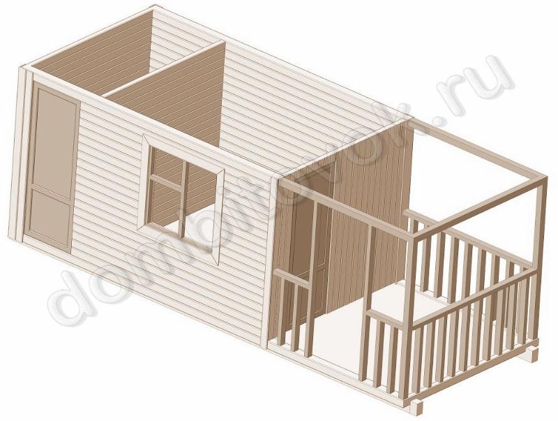 Бытовка дачная с верандой и помещением для инвентаря фото