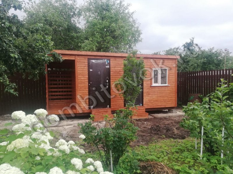 Бытовка дачная с дровником фото