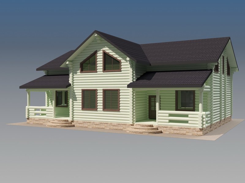 Дом из оцилиндрованного бревна "ФЕМИЛИ"