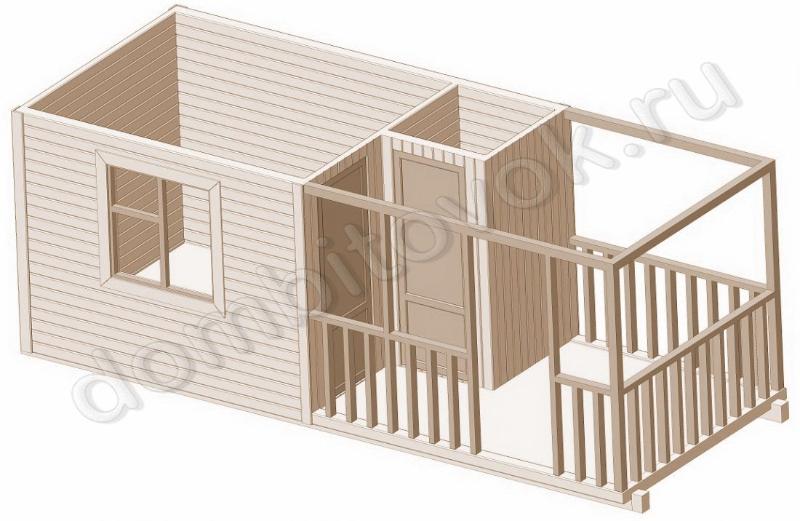 Бытовка дачная с верандой и хозяйственным помещением фото