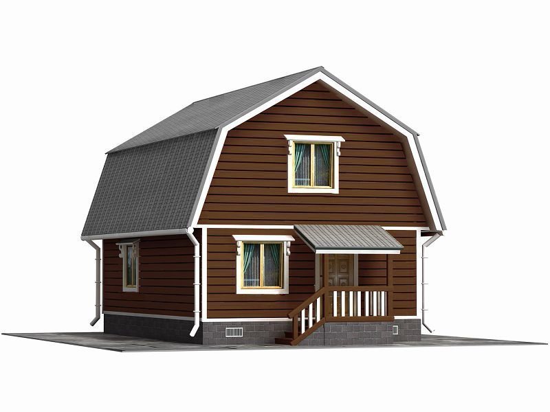 Двухэтажный дом с двухскатной крышей К2-8