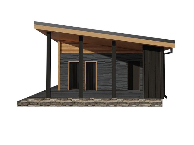 Одноэтажный дом с односкатной крышей К1-3