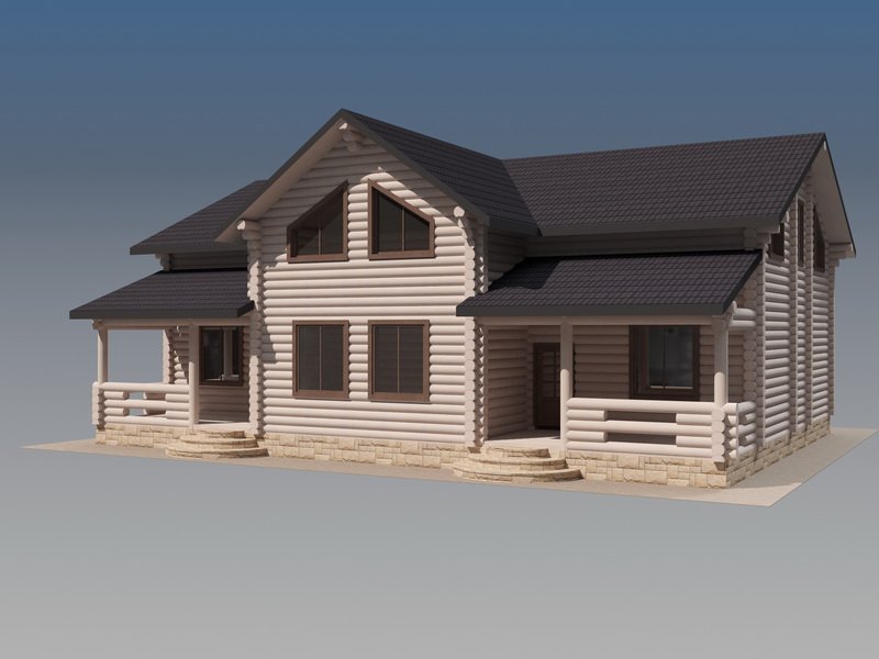 Дом из оцилиндрованного бревна "ФЕМИЛИ"