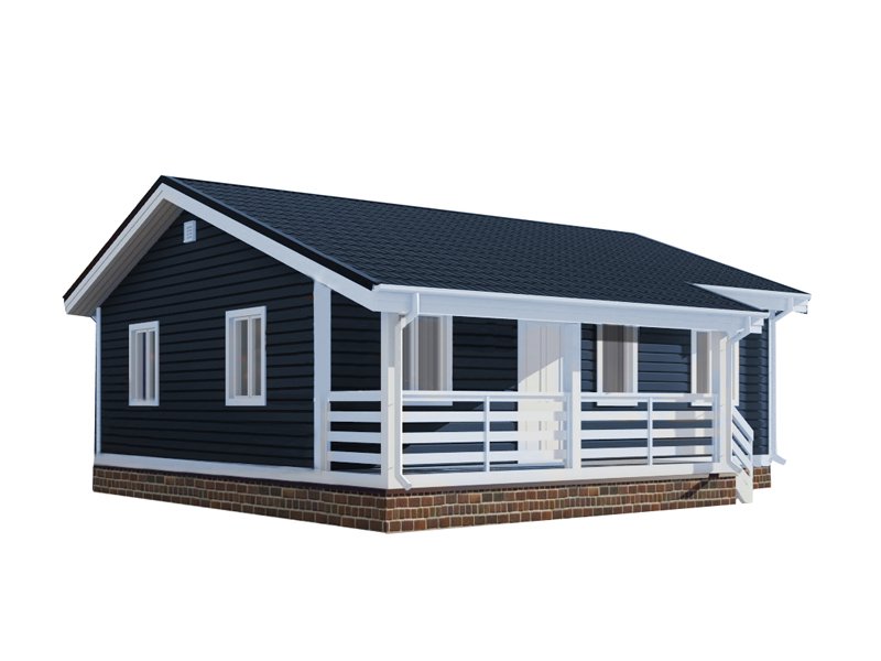 Одноэтажный дом с двухскатной крышей К1-5