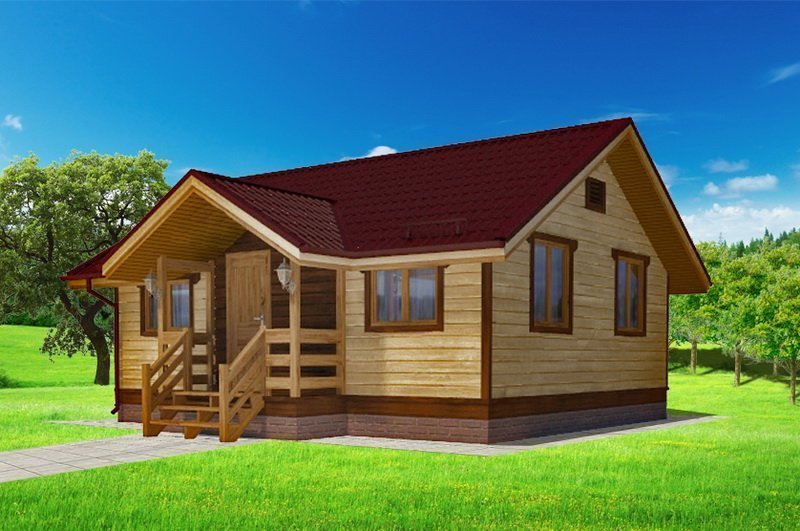 Одноэтажный дом с двухскатной крышей К1-12