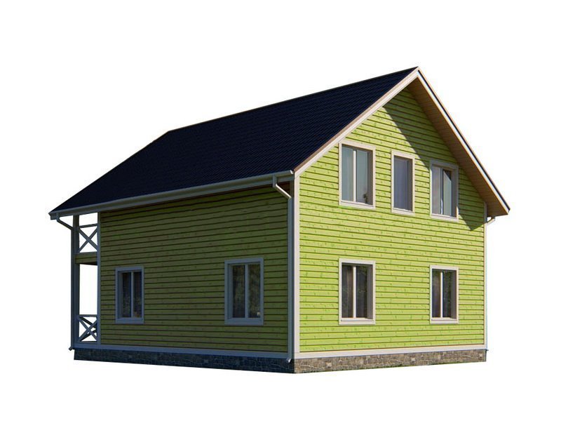 Двухэтажный дом с двухскатной крышей К2-12
