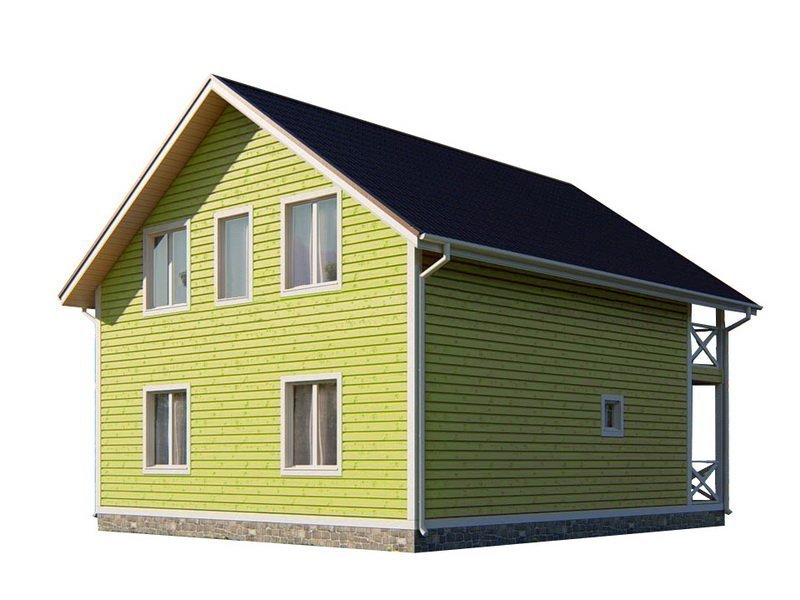 Двухэтажный дом с двухскатной крышей К2-12