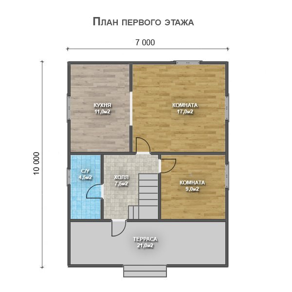 Двухэтажный дом с двухскатной крышей К2-9