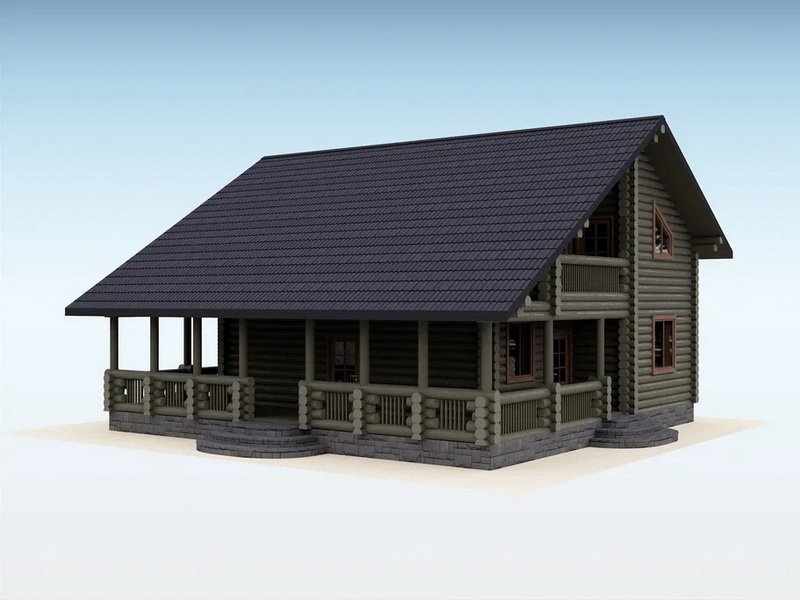 Дом из оцилиндрованного бревна "ДУО"