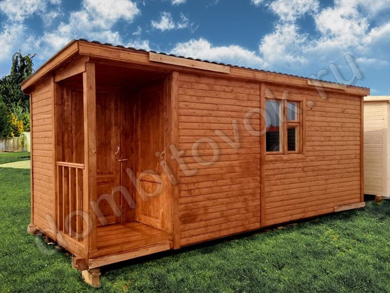 Бытовка с крыльцом и помещением для инвентаря фото