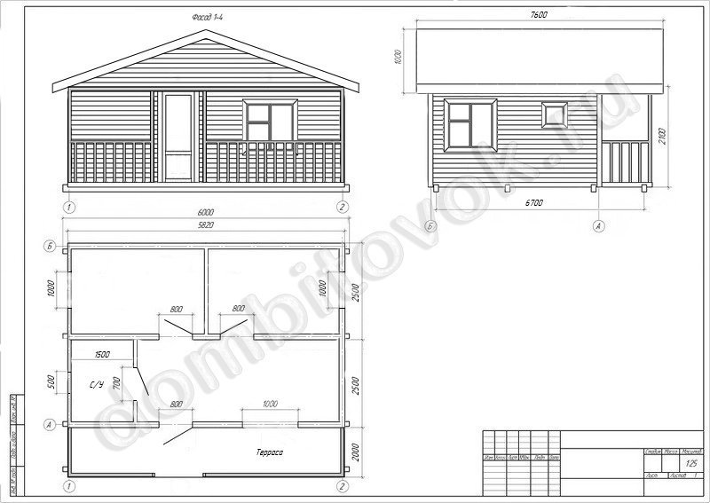 Дачный дом с террасой, санузлом и тремя комнатами фото