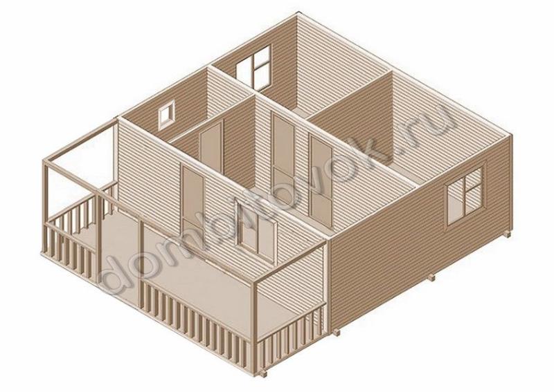Дачный дом с террасой, санузлом и тремя комнатами фото