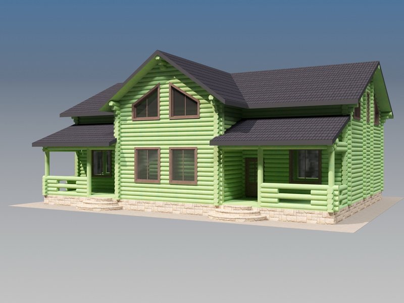 Дом из оцилиндрованного бревна "ФЕМИЛИ"