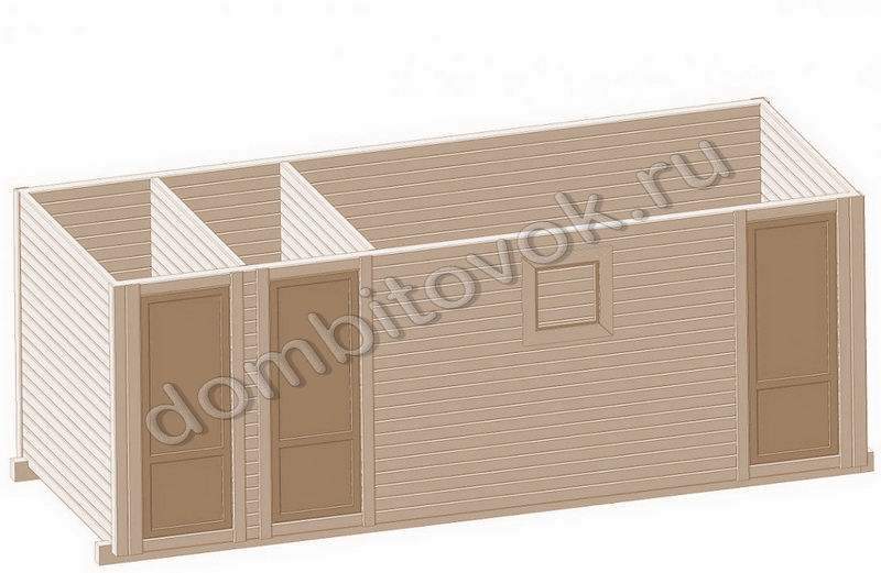 Фото бытовки деревянной трех дверной с отдельными входами