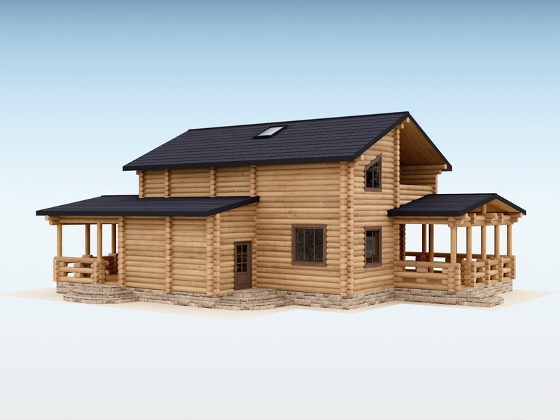 Дом из оцилиндрованного бревна "ТРИО"