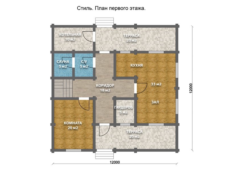 Дом из оцилиндрованного бревна "СТИЛЬ"