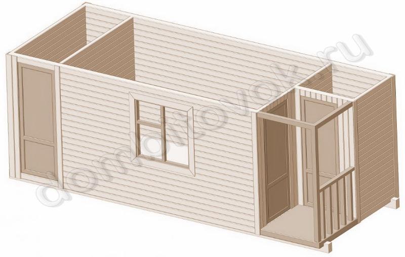 Бытовка с крыльцом и двумя хозяйственными помещениями фото