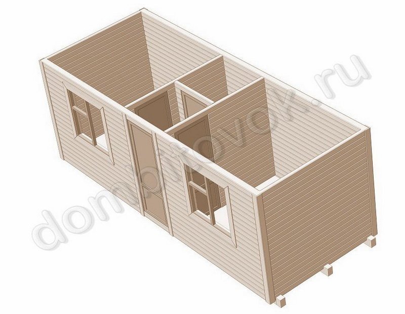 Садовый одноэтажный домик с тамбуром и двумя спальнями фото