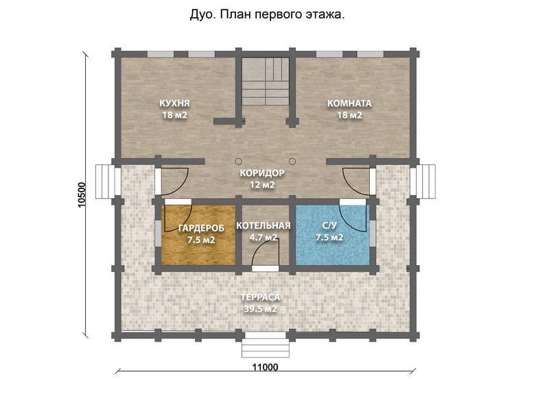 Дом из оцилиндрованного бревна "ДУО"