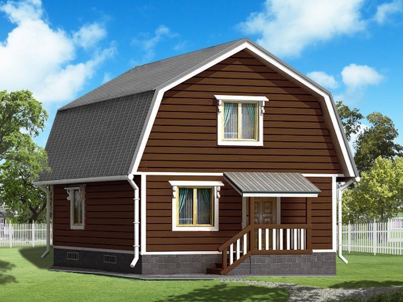 Двухэтажный дом с двухскатной крышей К2-8