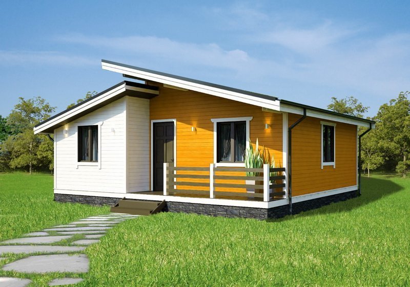 Одноэтажный дом с двухскатной крышей К1-8