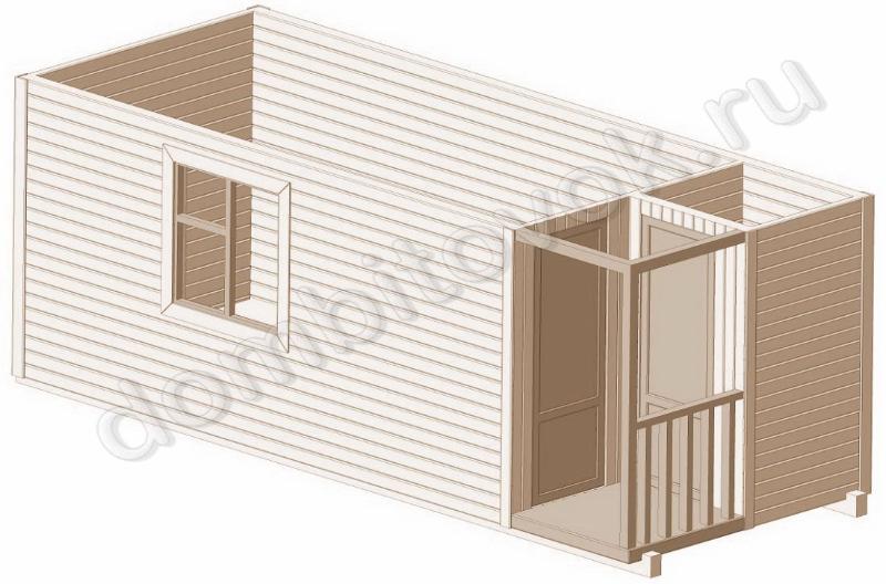 Бытовка с крыльцом и хозяйственным помещением фото