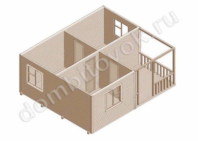 Домик садовый с террасой, прихожей и двумя спальнями фото