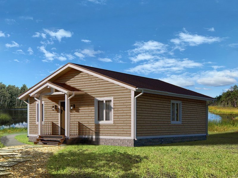 Одноэтажный дом с двухскатной крышей К1-9