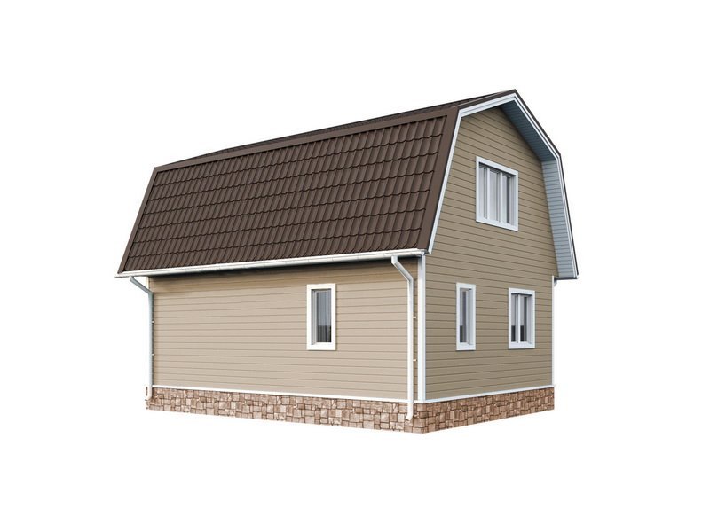 Двухэтажный дом с двухскатной крышей К2-6