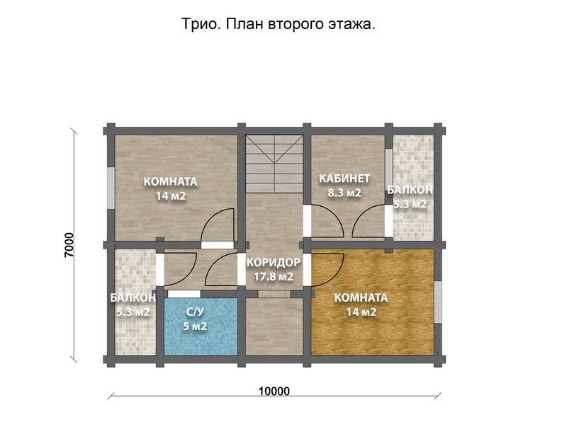 Дом из оцилиндрованного бревна "ТРИО"