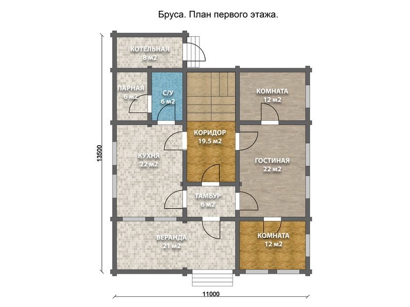 Дом из оцилиндрованного бревна "БРУСА"