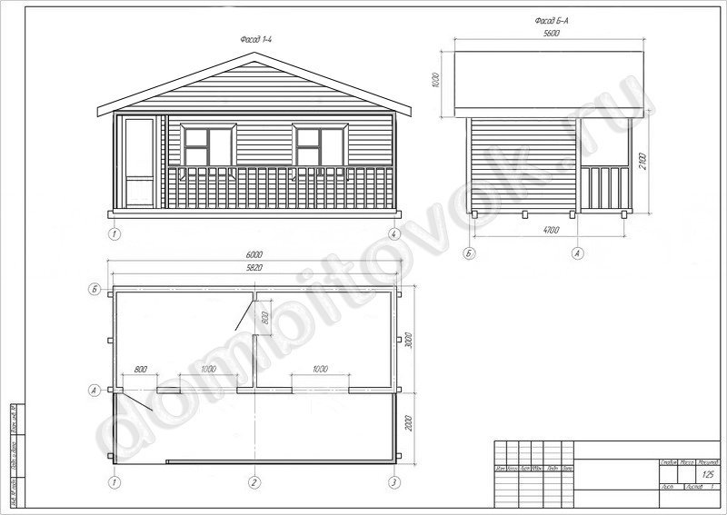 Дачный домик с террасой и двумя комнатами фото