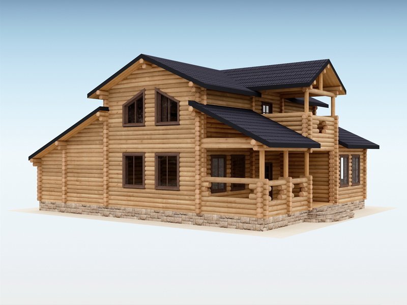 Дом из оцилиндрованного бревна "БРУСА"