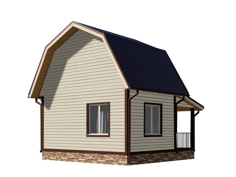 Двухэтажный дом с двухскатной крышей К2-7