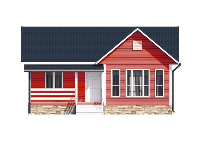 Одноэтажный дом с двухскатной крышей К1-10