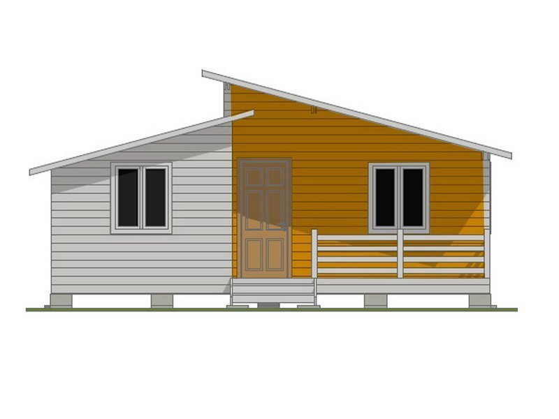 Одноэтажный дом с двухскатной крышей К1-8