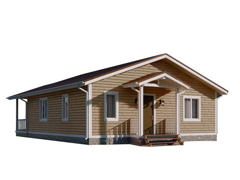 Одноэтажный дом с двухскатной крышей К1-9