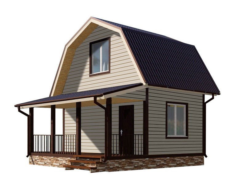 Двухэтажный дом с двухскатной крышей К2-7