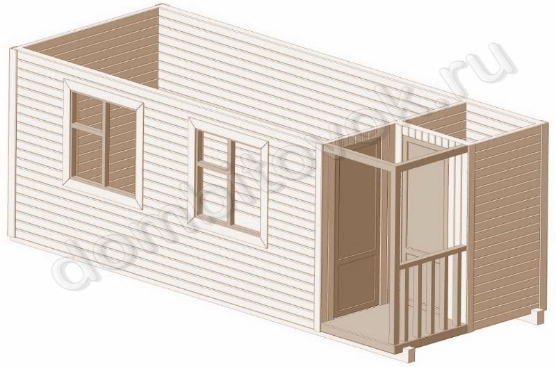 Бытовка с крыльцом и помещением для инвентаря фото