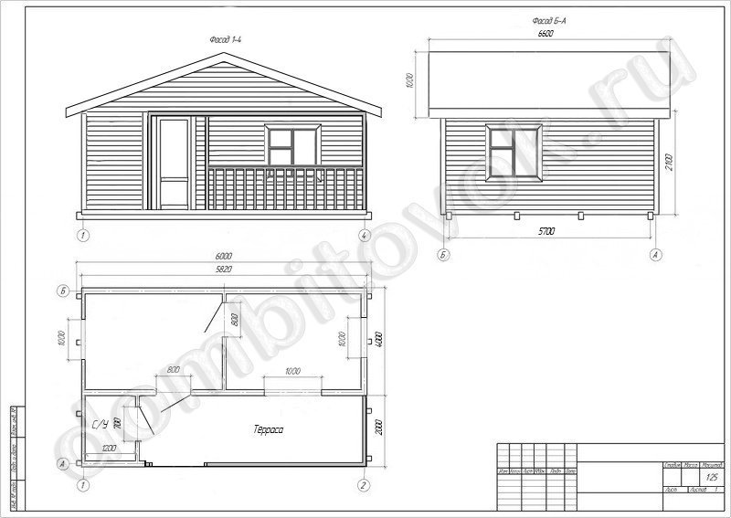Дачный деревянный дом с террасой, санузлом и двумя комнатами фото