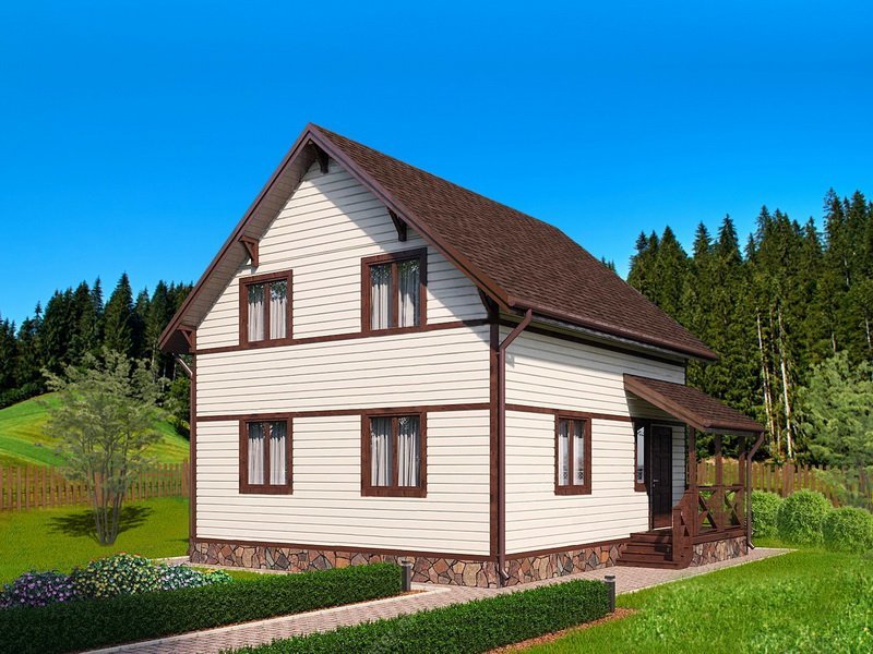 Двухэтажный дом с двухскатной крышей К2-2