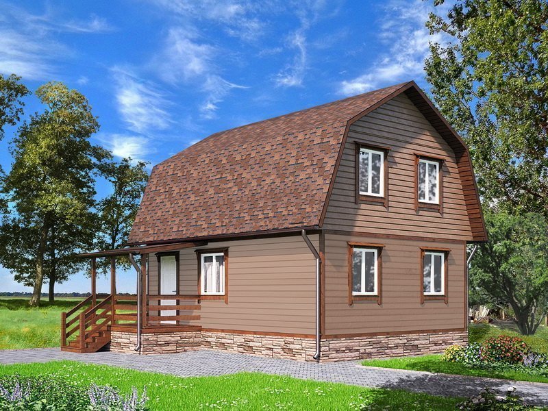 Двухэтажный дом с двухскатной крышей К2-5