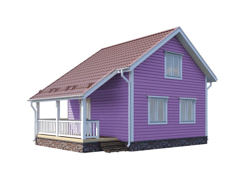 Двухэтажный дом с двухскатной крышей К2-3