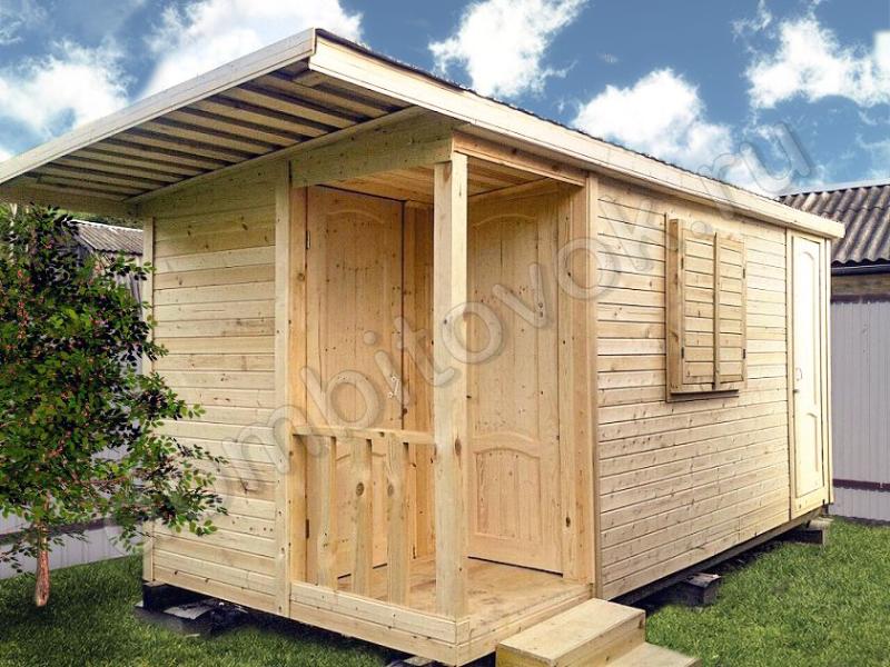 Бытовка с крыльцом и двумя хозяйственными помещениями фото