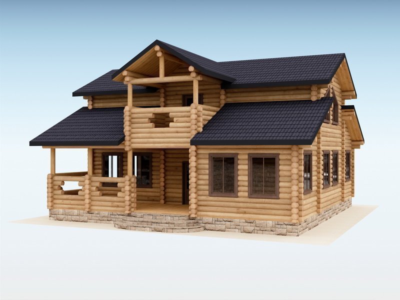 Дом из оцилиндрованного бревна "БРУСА"