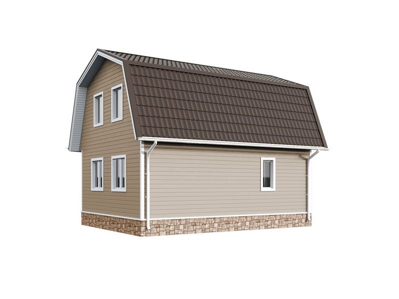 Двухэтажный дом с двухскатной крышей К2-6