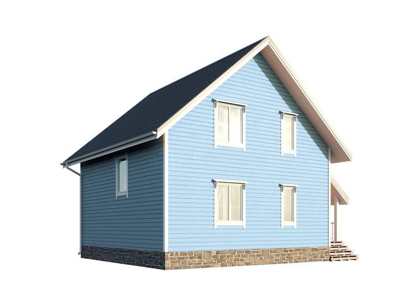 Двухэтажный дом с двухскатной крышей К2-1