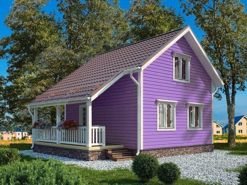 Двухэтажный дом с двухскатной крышей К2-3