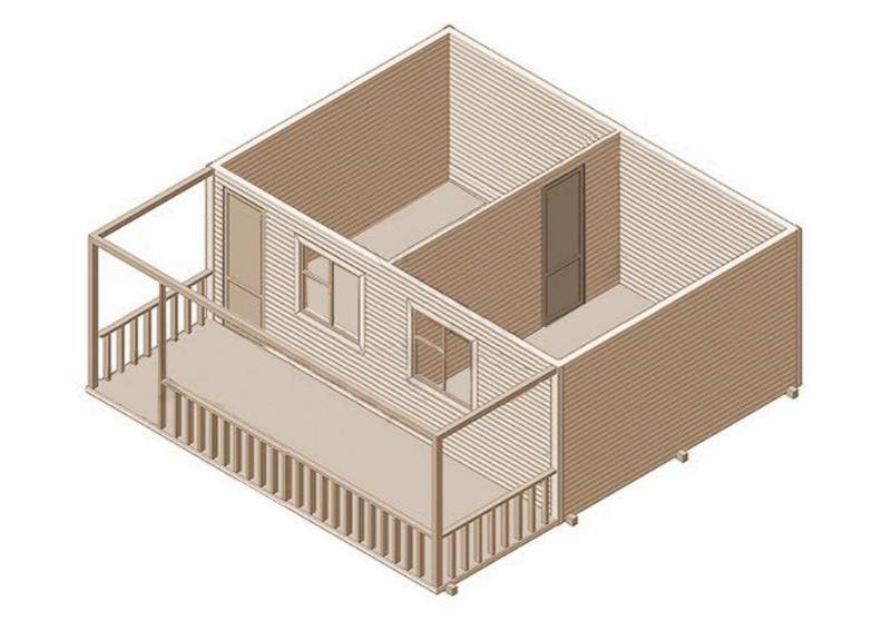 Дачный домик с террасой и двумя комнатами фото
